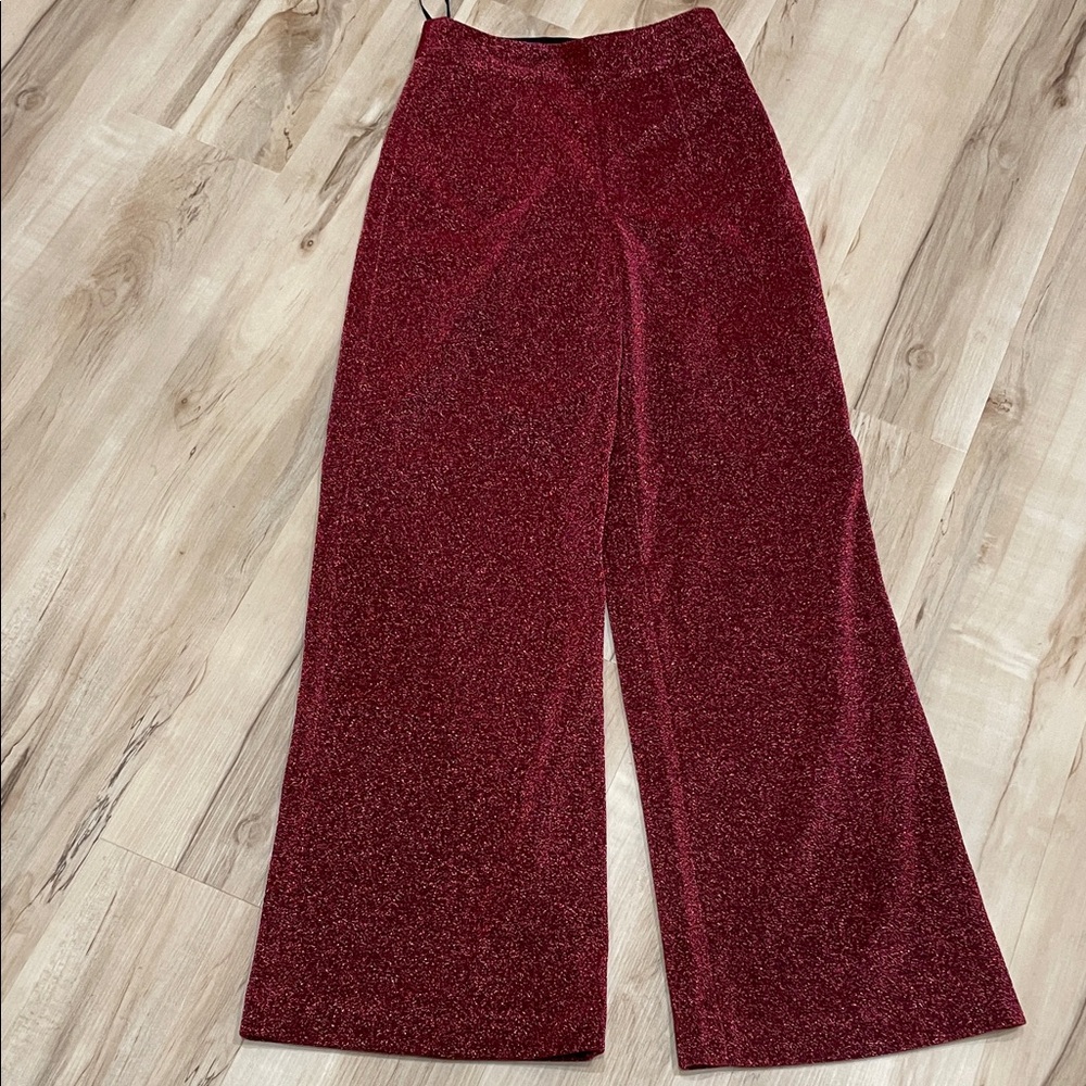 NEON BLONDE Sparkling Burgundy Wide-Leg Pants